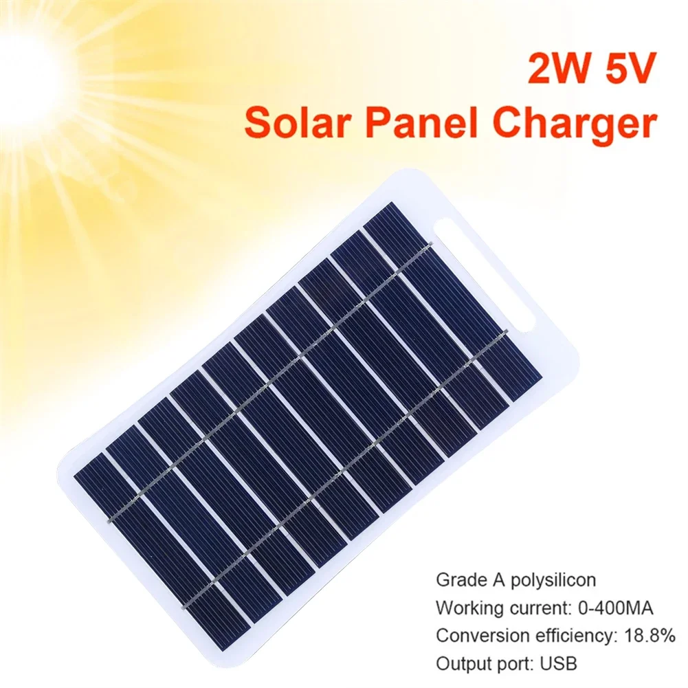 2W 5V Portable Solar Panel For Mobile Phone Camping Hiking Charging Waterproof Solar Charging Panel Battery Phone Charge