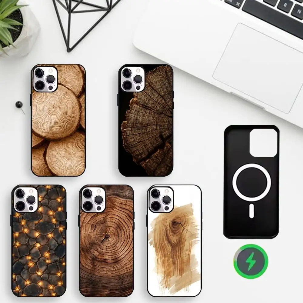 

Natural Wood Phone Case For iPhone17,16,15,14,13,12,11 Max Black Wireless Charging Protecitve Cover