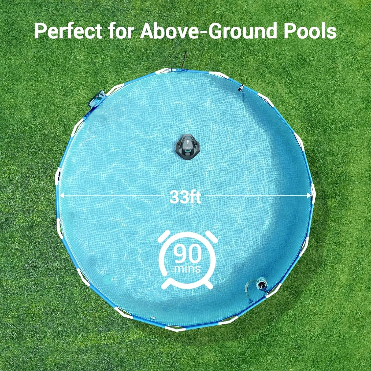 Cordless Robotic Pool Cleaner, Pool Vacuum with Dual-Drive Motors, Self-Parking, Perfect for Above-Ground Flat Pool up to 40 Fee