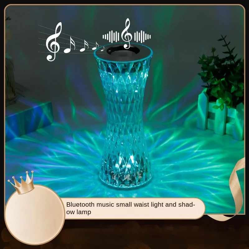 Lampe de bureau d'ambiance sonore Bluetooth lampe de bureau en cristal tête de lit chambre petite veilleuse petite taille lumière petite lampe de bureau