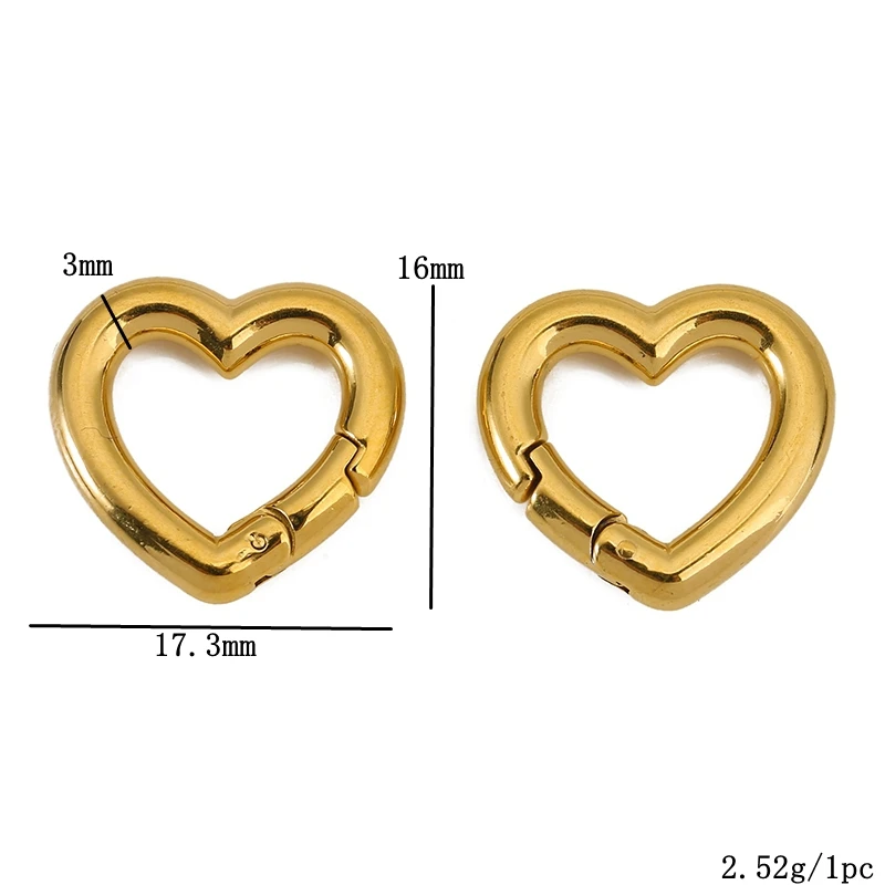 2 Buah Gesper Baja Tahan Karat Cincin Bulat Hati Kalung Konektor Kait Gesper Lobster untuk Aksesori Perlengkapan Pembuatan Perhiasan DIY