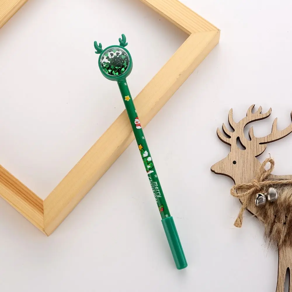 

4PCS Cartoon Plastic Christmas Neutral Pens Kawaii Black Ink Elk Sequins Pen Cartoon Stationery Gel Pens Writing