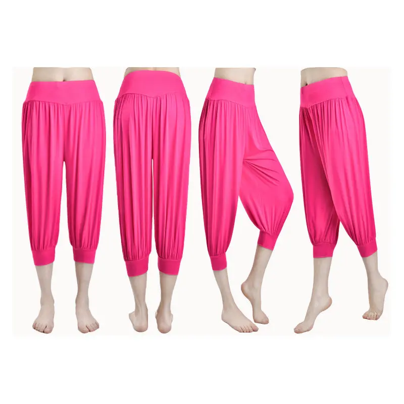 Novas calças de yoga primavera verão modal bloomers calças de pista feminina vestido de dança quadrada solto calças tamanho grande