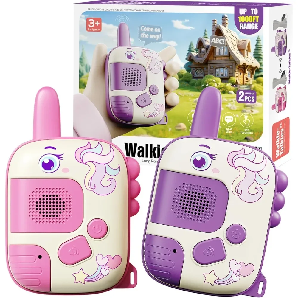 Walkie talkie mainan anak-anak, Pager transmisi nirkabel anak-anak, mainan kartun percakapan luar ruangan, hadiah Natal untuk anak perempuan