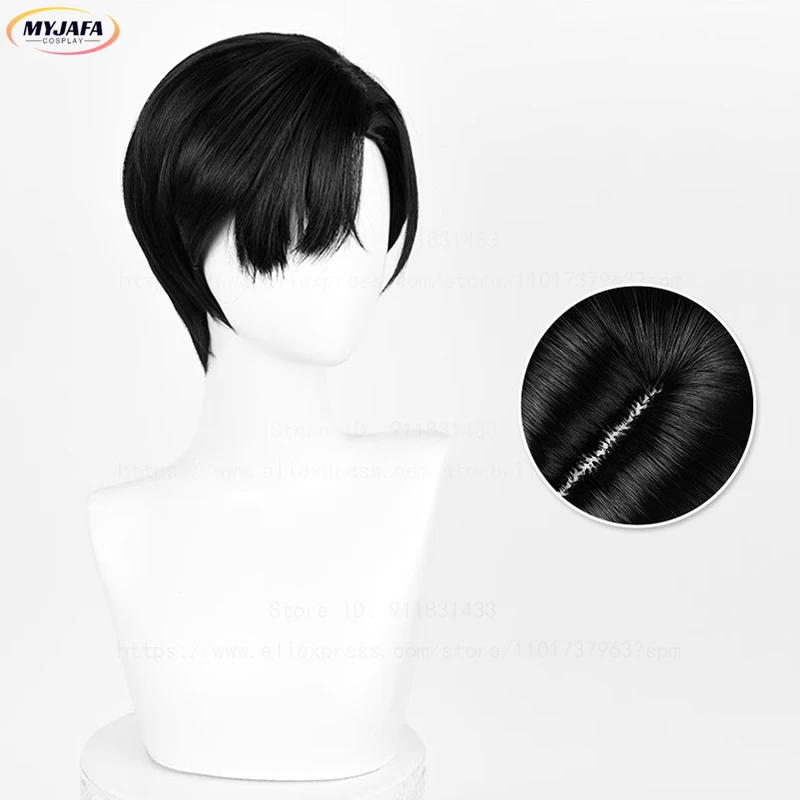 High Quality Ivan Cosplay Wig Black Short Scalp Heat Resiatant Synthetic Hair Anime Cosplay Wigs + Wig Cap