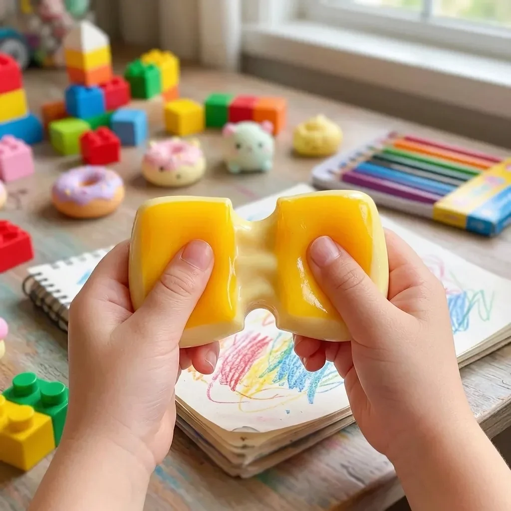 Two-tone Dumbbell Shape Stretch Squishy Toy, Soft Glaze TPR Pull Squeeze Fidget Stress Relief Toy for Kids Adults