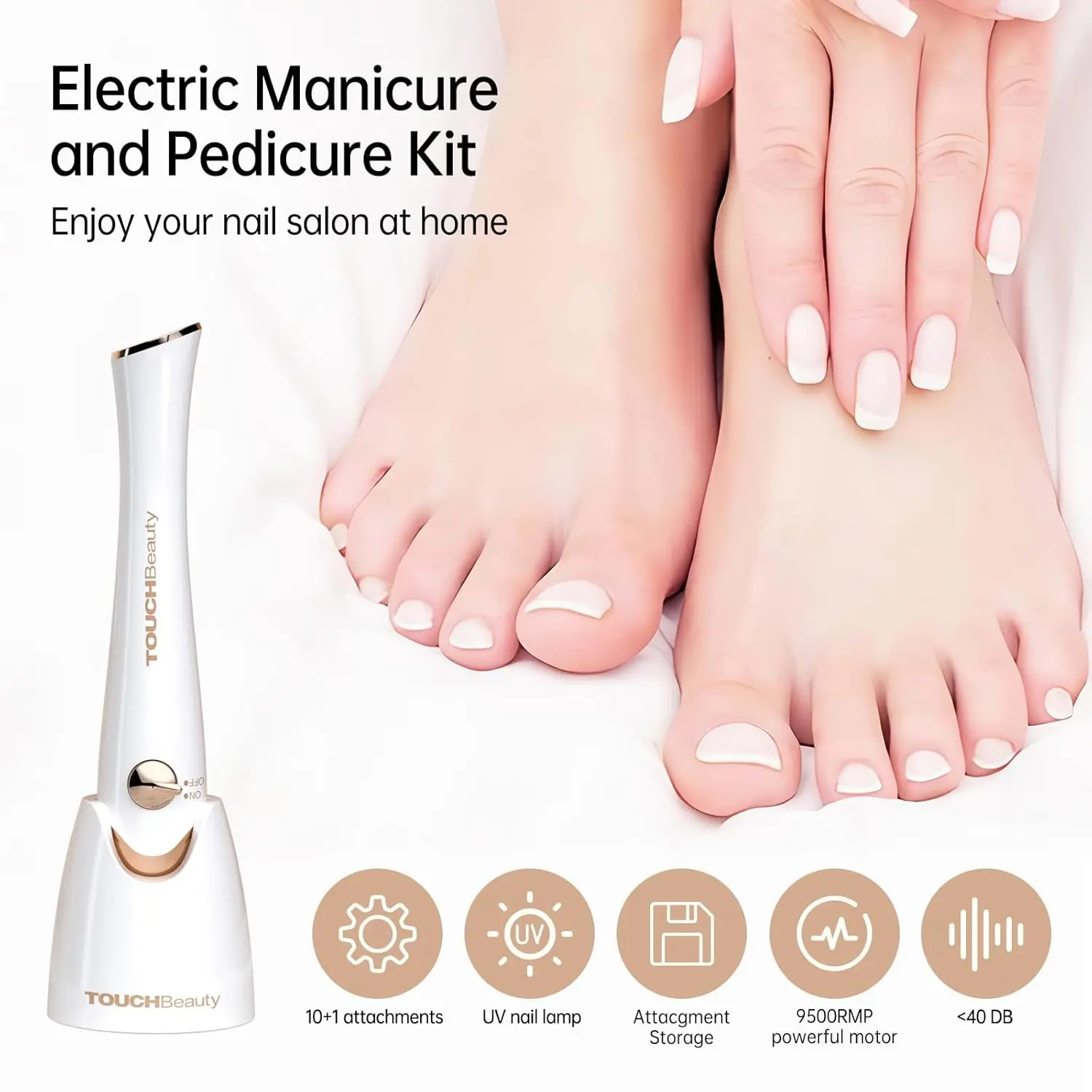 電動ネイルドリルファイル、UVランプ付きプロフェッショナルマニキュアペディキュアキット、ポータブル多機能バッファツール