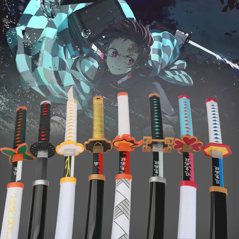 Kimetsu No Yaiba Anime Katana Sword, Cosplay Armas, Zenitsu Muichirou, Mitsuri, Padrões originais, 1:1, 31.5 ", 80cm