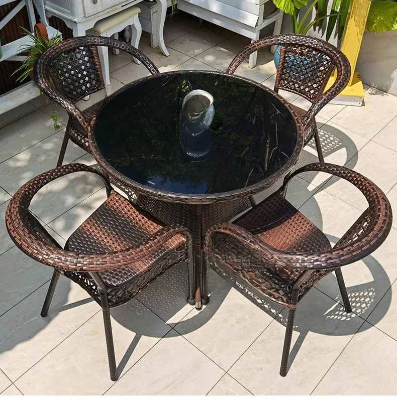 Outdoor tables and chairs rattan chairs three-piece set courtyard rattan balcony small tables and chairs leisure