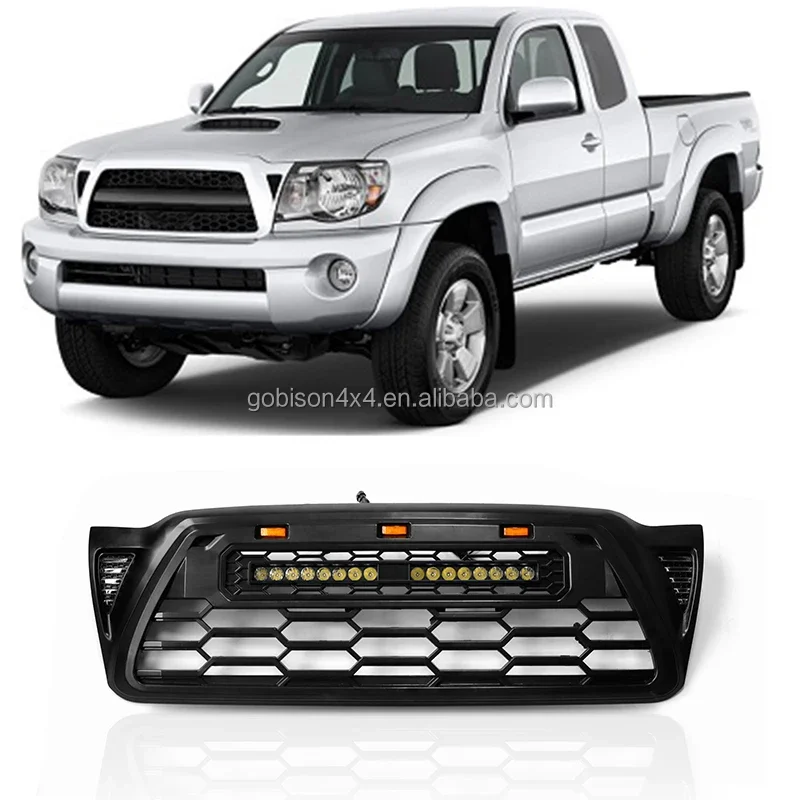 

Gobison Wholesale Price ABS Matte Black With Light Bar Grille For TOYOTA TACOMA 2005-2011 Grill With Light Car grills