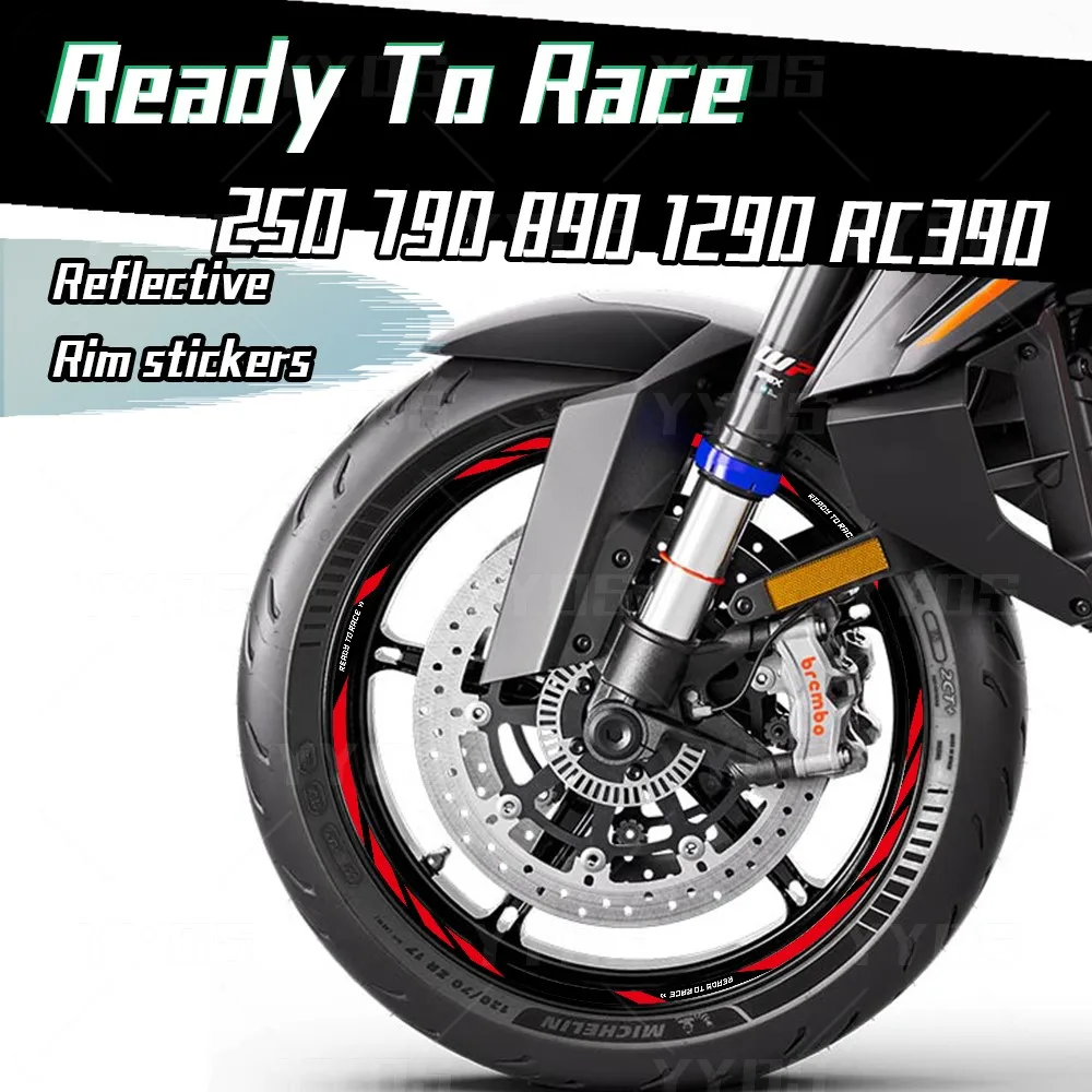 Reflecterende motorfiets wiel sticker velg hub streep sticker klaar om te racen tape waterdicht voor Duke 200/690/790/890/1290 RC8 390