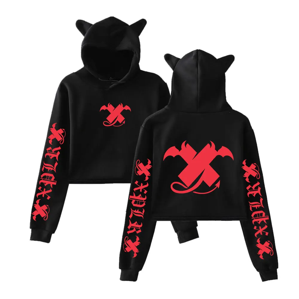 Sam and Colby Devil X Vintage 90s Streetwear logo Hoodie Merch Hoodies Sweatshirts for Girls Cat Ear Crop