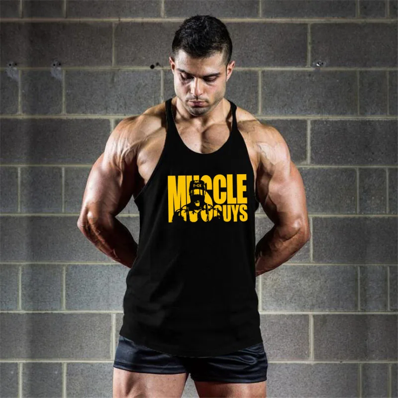 Summer Muscleguys Fitness Brand Gym Stringer Tank Tops Men Y Back Cotton Bodybuilding Clothing Workout Sleeveless Sports Vest