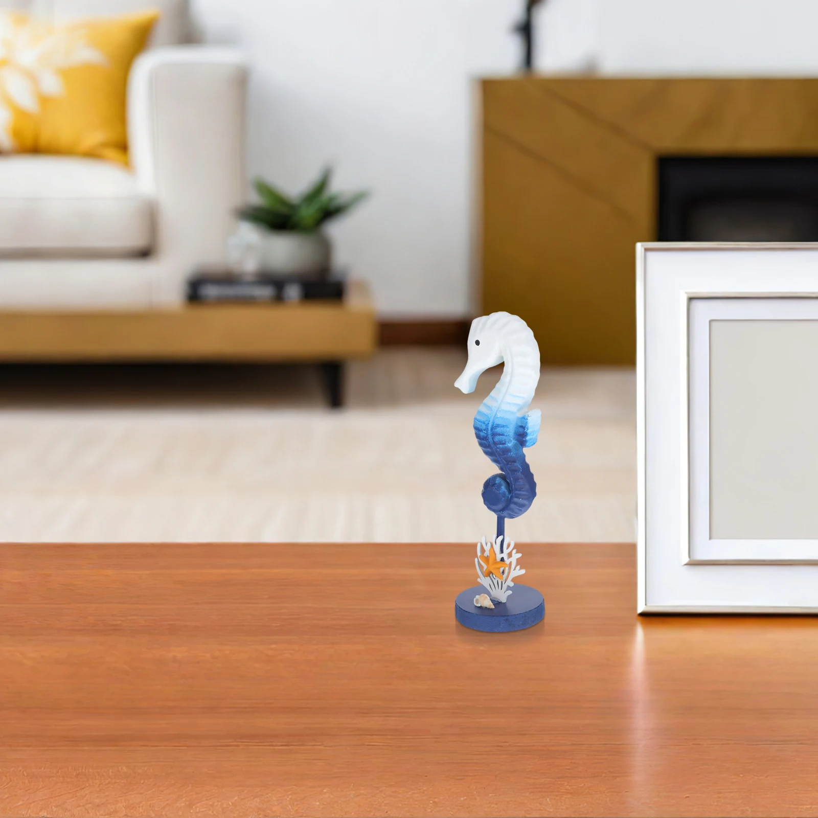 Ocean Animal Wood Sculpture with Mediterranean Charm for Living Room Bedroom Desktop Decor Coastal Animal Ornament