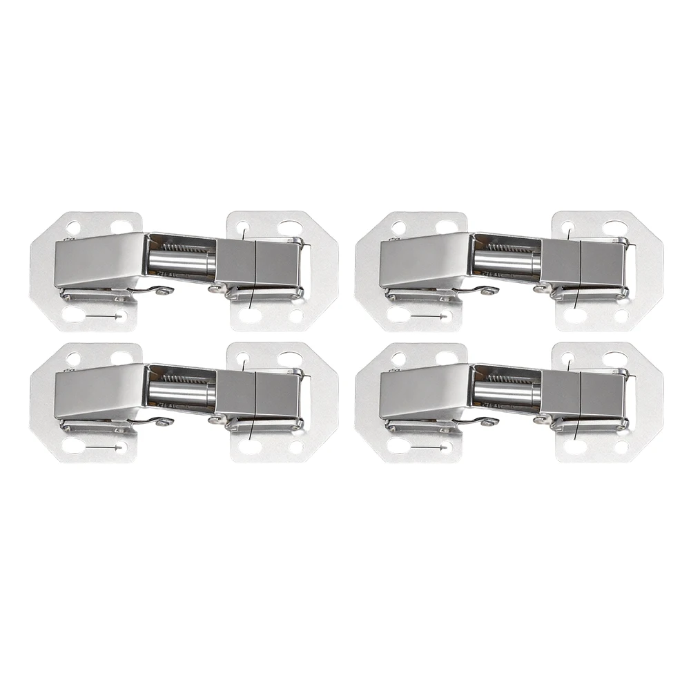 Silver 90 Degree Non Perforated Cabinet Hinges With Screws Foldable Spring For 10-19mm Door Thickness DIY Home Improvement Tool