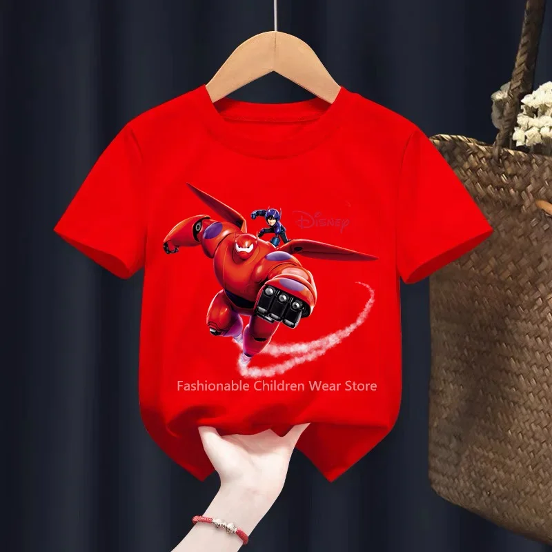 

New Disney Big Hero 6 Cute Cartoon Print T-shirt Summer Boys Girls Outdoor Cotton Casual Fashion Kids Short Sleeve