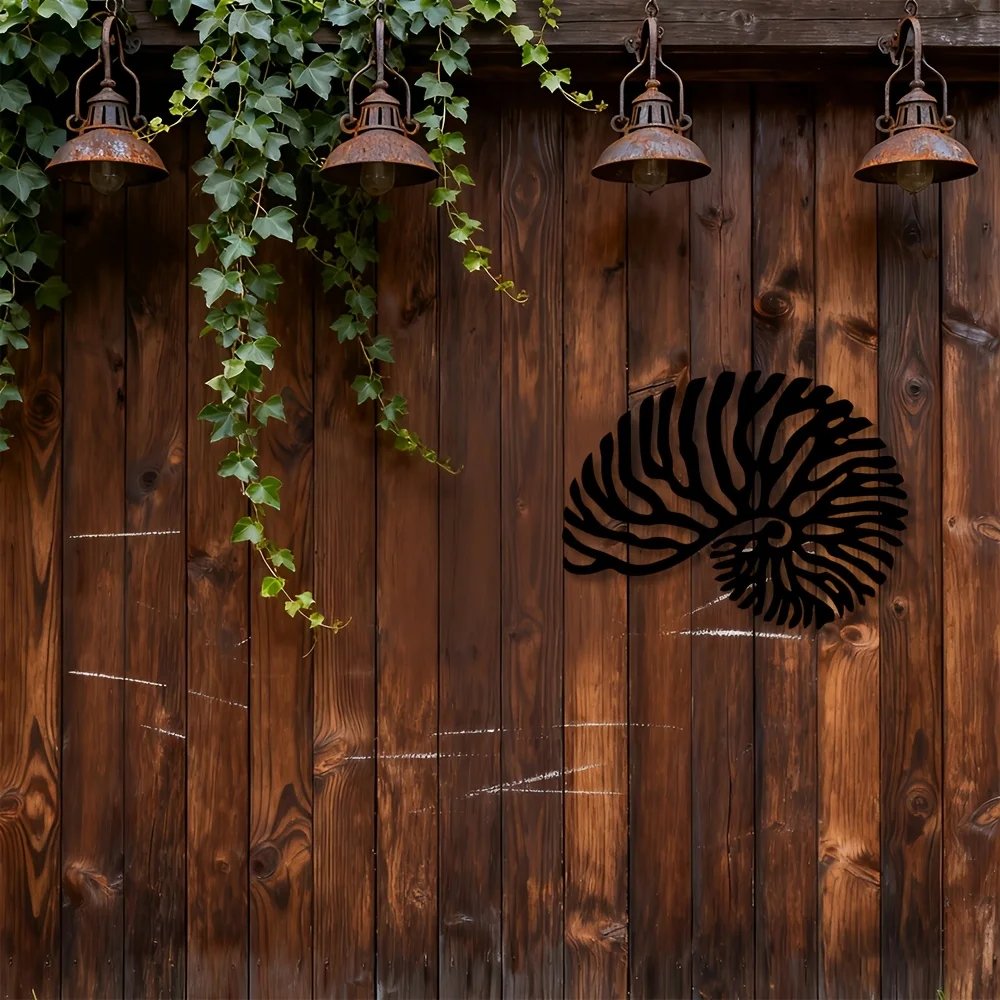 Metal Wall Art Nautilus Shell Pattern Flat Iron Rustic Hanging Art Deco Sculpture for Living Room Office Home Decor Gift