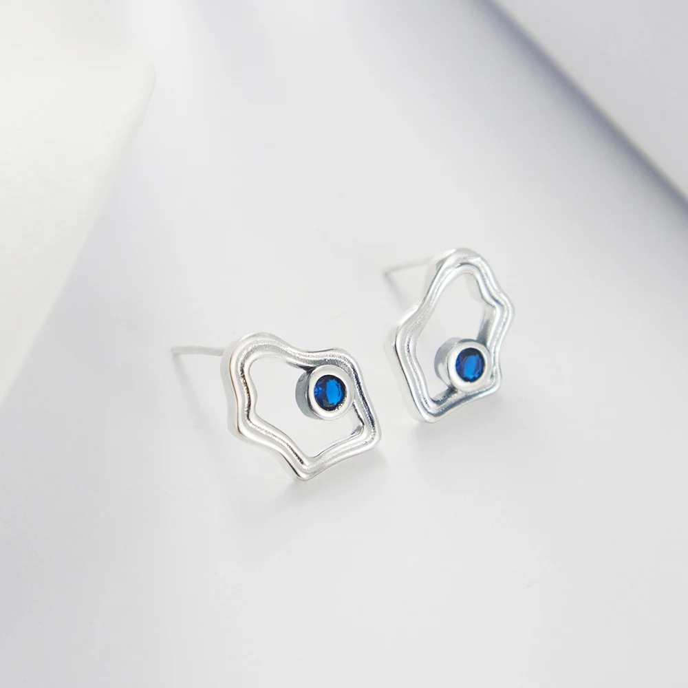 New 925 Sterling Silver Earrings Asymmetric Earrings Original Earring For Ladies Fashion Friends Party Daily Wear Gifts