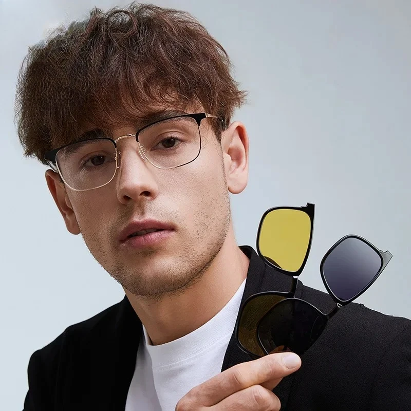 

XUKA спортивные солнцезащитные очки для близорукости 3 в 1, деловые мужские поляризационные квадратные очки для дальнозоркости с магнитным зажимом, женские очки на заказ Fra