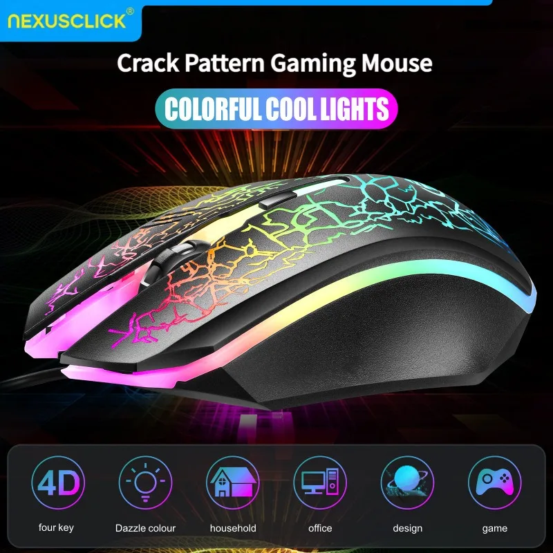 NexusClick S620 Gaming Mute Mouse,Cute RGB Gamer 3 Buttons Mice Optical Office Computer Mouse For Desktop Laptop Ergonomic Gamer