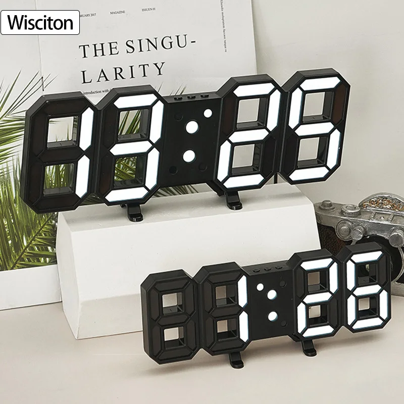 

Clocks 3D LED Digital Alarm Clock Wall Clock Times Date Temperature Suitable for Home Kitchen Clock Decoration Clock Decor Garde