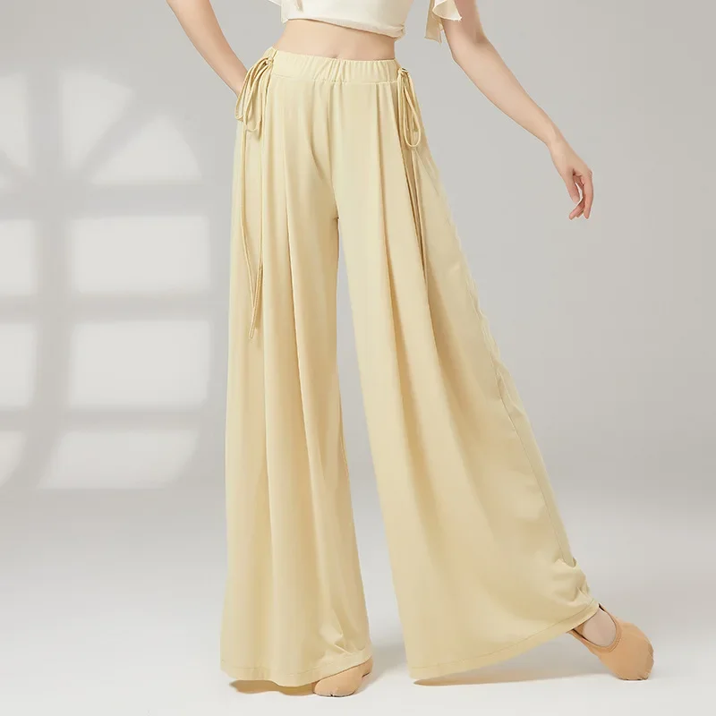 Classical dance with straps on both sides, practice clothes for women, elegant and loose wide-leg pants, modern dance, folk danc