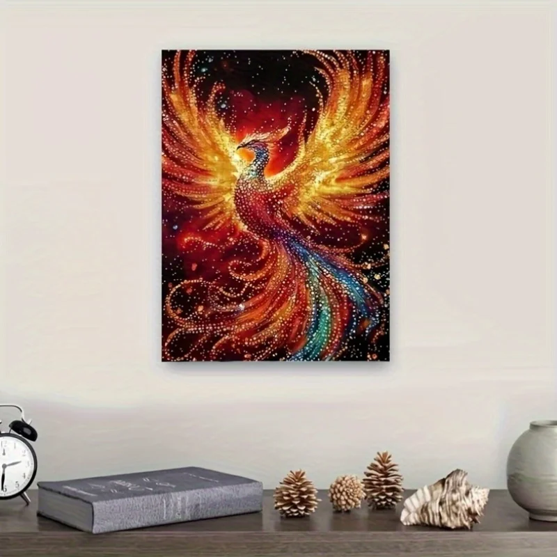 1000pcs Flame Phoenix Puzzle - Vibrant Colors & Exquisite Design, White Frameless Rectangular Portable 3D Sculpture, Adult DIY