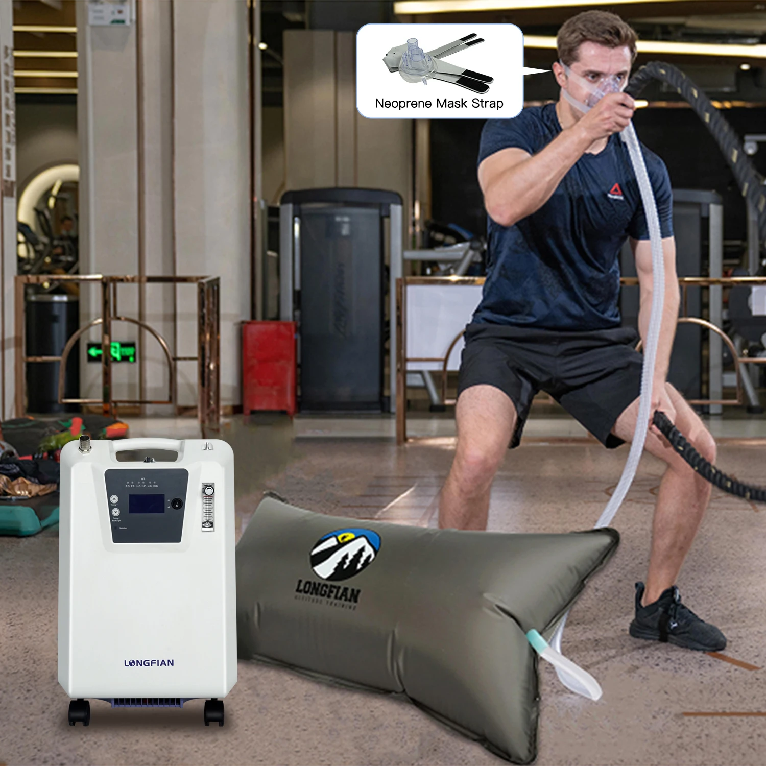 Longfian JAY-10FW-H White Hypoxic Generator with Mask & Reservoir Bag for High Altitude & Fitness Training
