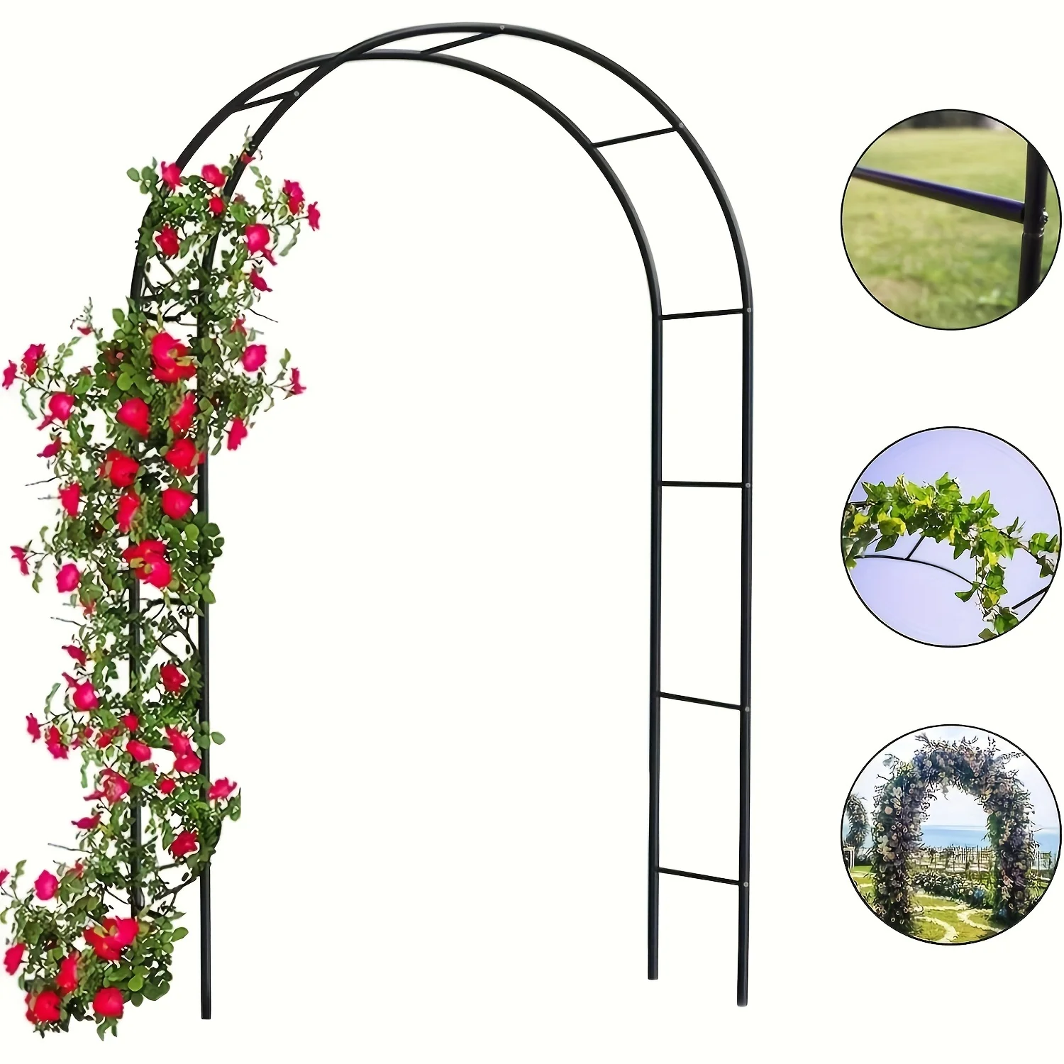 1 Stück, Metall-Gartenbogen, 100 Zoll großer, robuster Gartenbogen mit Stahlrahmen und Gothic-Stil, Hochzeitsbogen, Rasen, Klettern – Detail 1