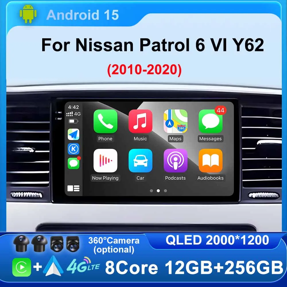 Car Radio Carplay for Nissan Patrol 6 VI Y62 2010 - 2020 Navigation GPS Multimidia Video Player BT DSP 4G WIFI Android 15