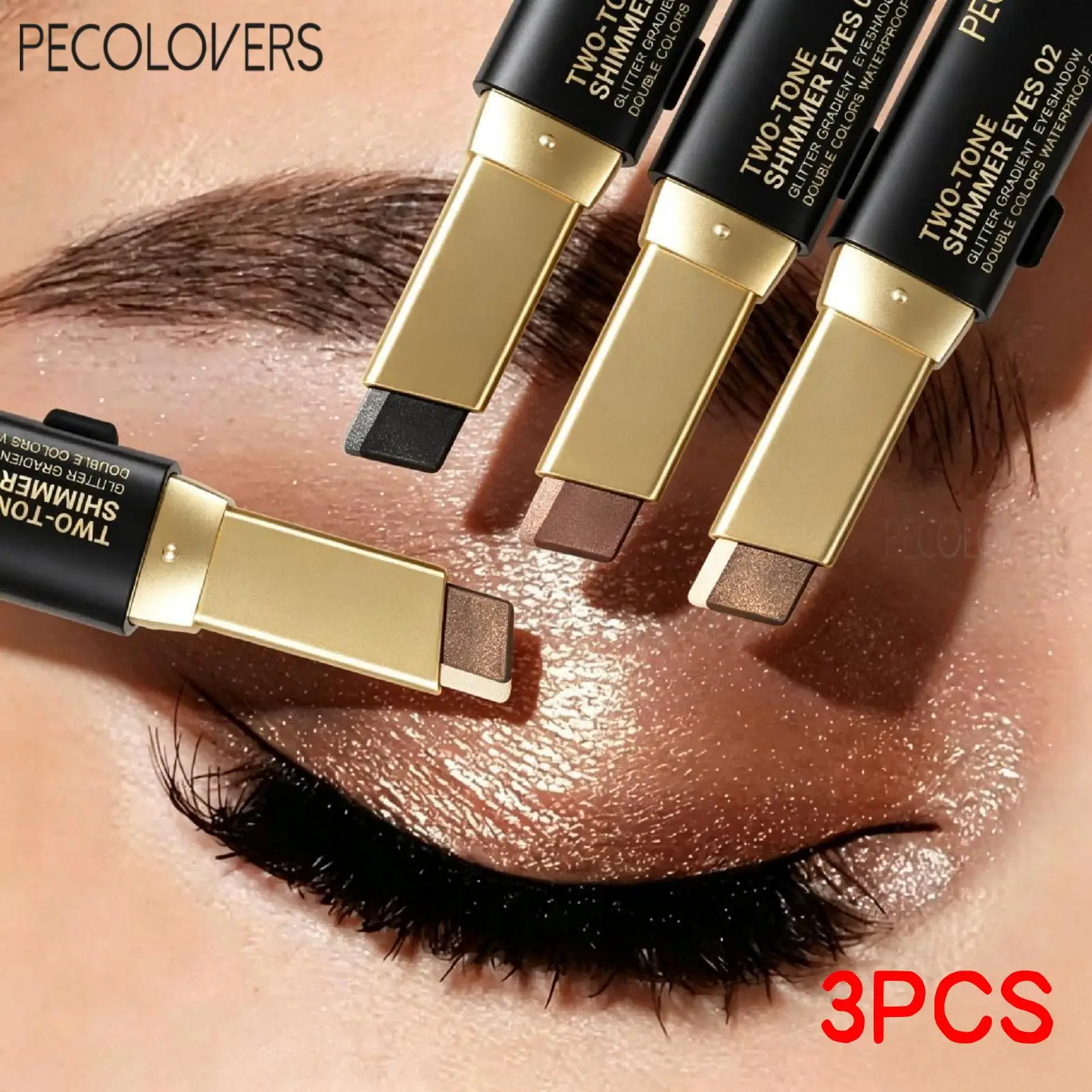 3pcs Two Eyeshadow Stick Matte + Satin Double Texture, Waterproof Formula, Nude Color Series, Smooth And Easy to Color