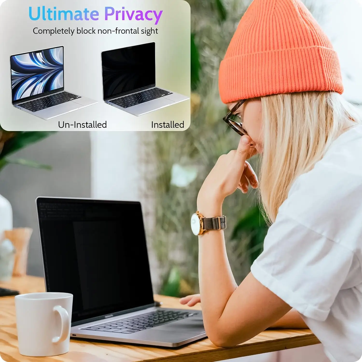 Macbook Air 13.3/13.6/14/15/16 Inch Laptop Privacy Screen Protector, Premium Tempered Glass, High-Definition Clarity