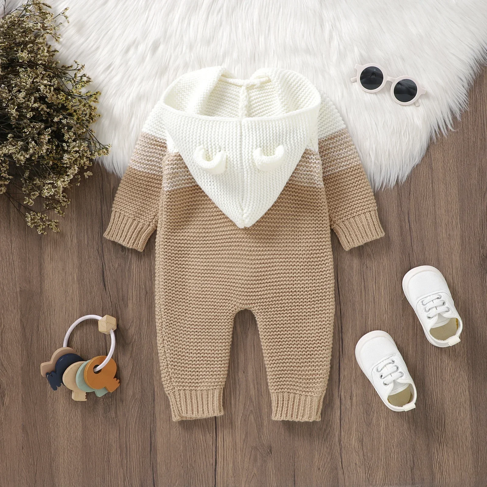 Boys Girls Jumpsuits Playsuits One Pieces Toddler Wear Newborn Baby Rompers Knitted Autumn Winter Hooded Long Sleeve Infant Kids