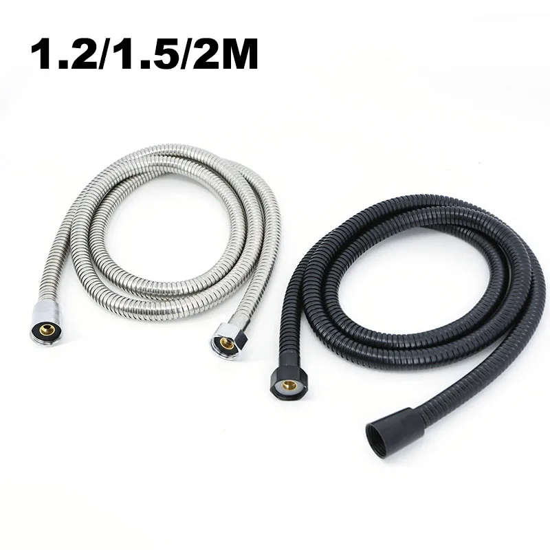 

Серебристый, черный, 1,2 м, 1,5 м, 2 м, шланг для душа, гибкая насадка для душа из нержавеющей стали, сантехника для аксессуаров для ванной комнаты