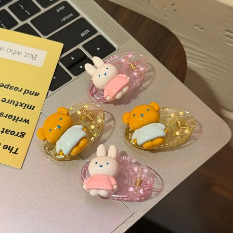 New Kawaii Miffy Cute Clear Acrylic Miffy Rabbit Exquisite Hairpin with Bangs Hair Accessories Cartoon