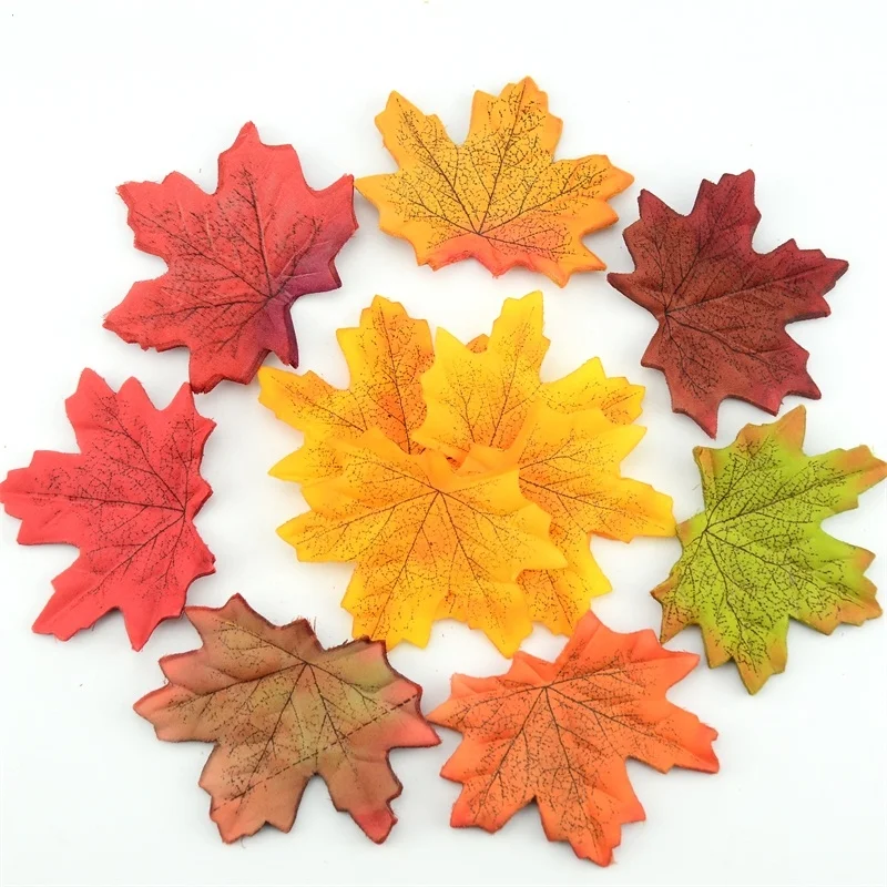 100Pcs Artificial Silk Maple Leaves Multicolor Fall Vivid Fake Flower Leaf Simulation Decorative For Home Wedding Party Decor