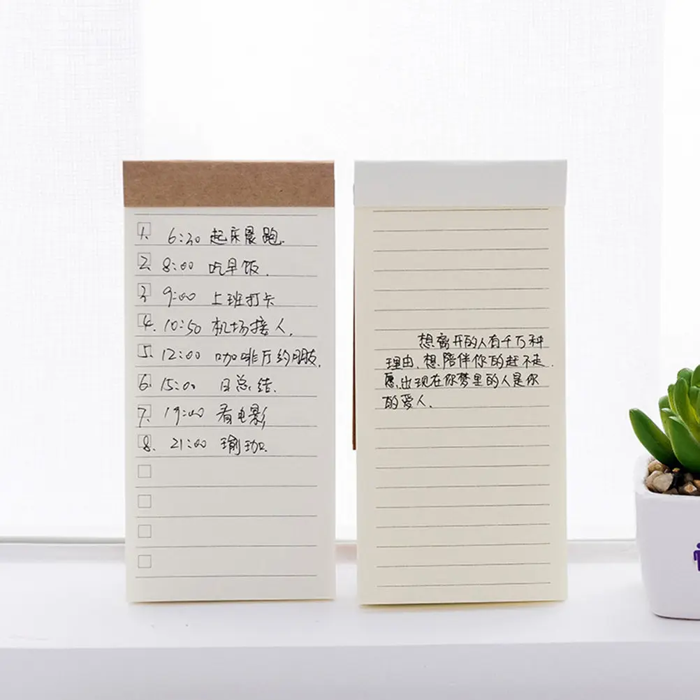 4pcs Portable Craft Paper Memo Pads Set – Lined & Grid Notepads for Office, School, Daily Planning & Organizing