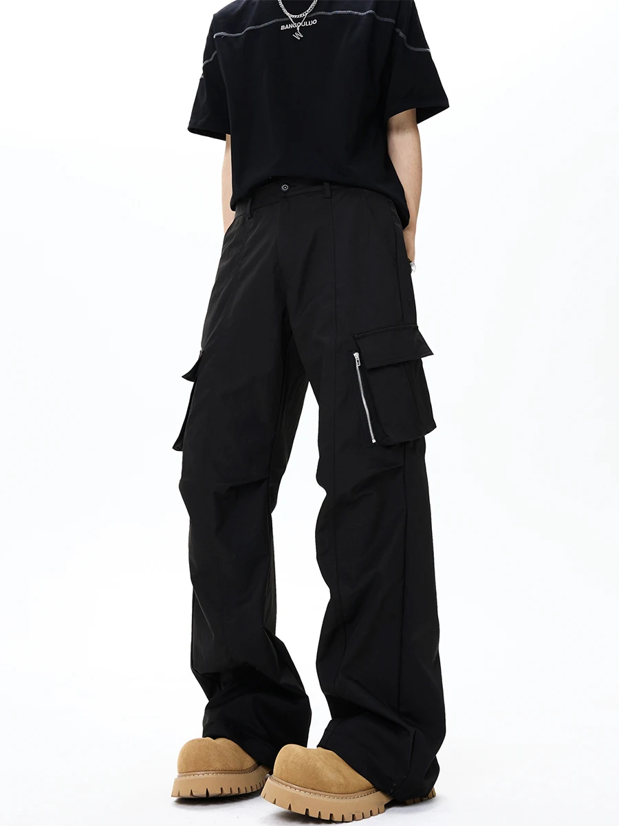 

Bla Casual Straight Leg Work Pants Men's Summer Thin Faion Brand Clean Fit Bell Bot Long Trousers High Street Sle