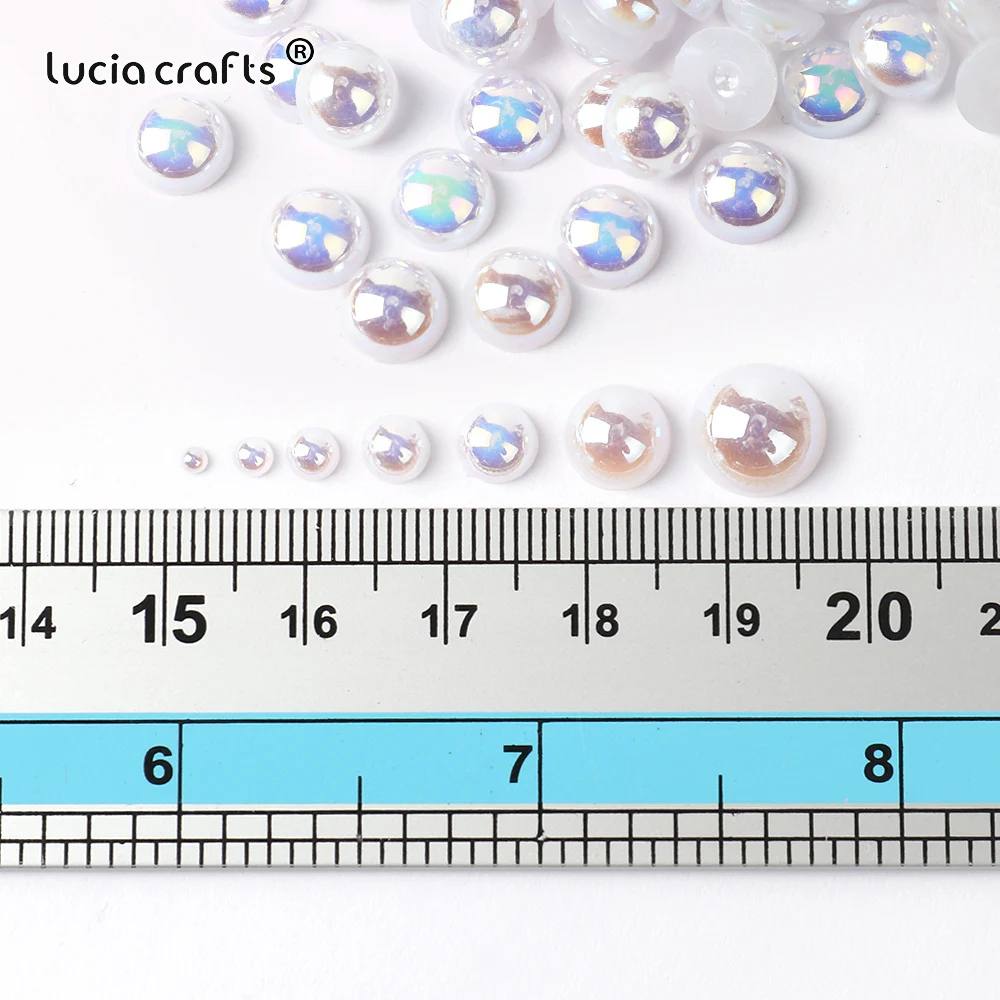 3/4/5/6/8/10mm AB White Pearl Bead Half Round Flatback Beads For DIY Crafts Bag Shoe Nail Art Decoration B0321