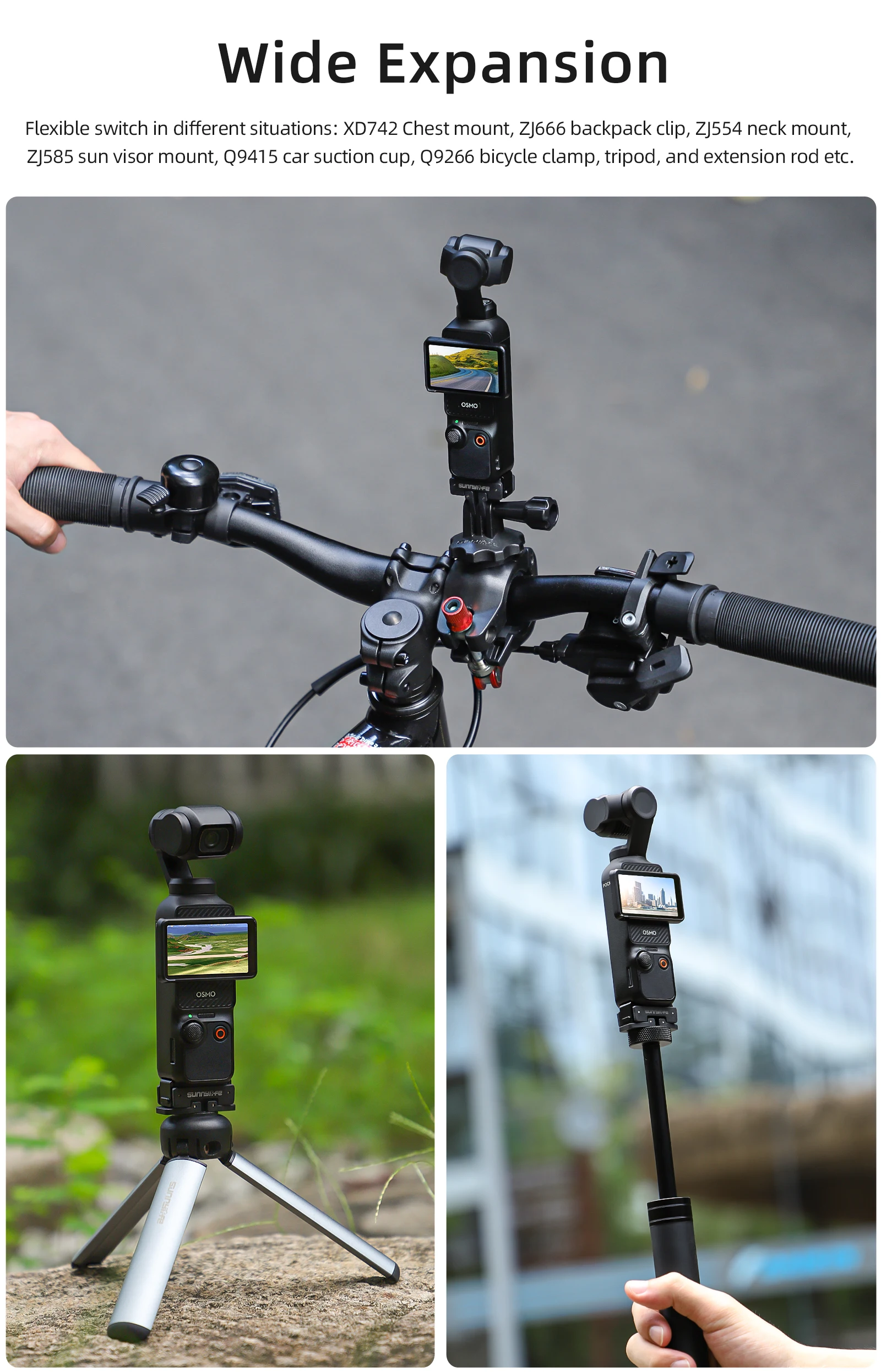 Quick Release Mount Adapter For DJI OSMO Pocket 3 Camera Foldable Extension Bracket Tripod Adapter Mount  Accessories