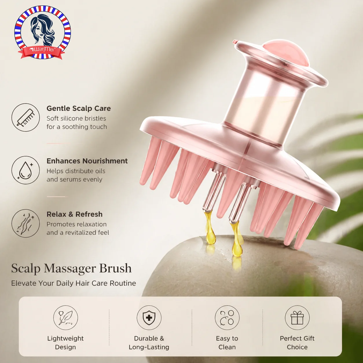 1pcs Portable Scalp Applicator Comb & Massager Brush, Soft Silicone Bristles for Hair Oil Serum Distribution & Scalp Relaxation