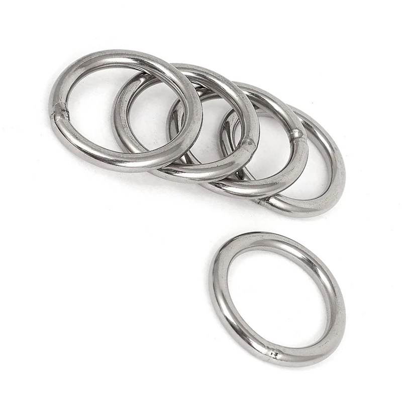 10 Pcs Stainless Steel Webbing Strapping Welded O Rings, 5 Pcs 40Mm X 5Mm & 5 Pcs 20Mm X 3Mm