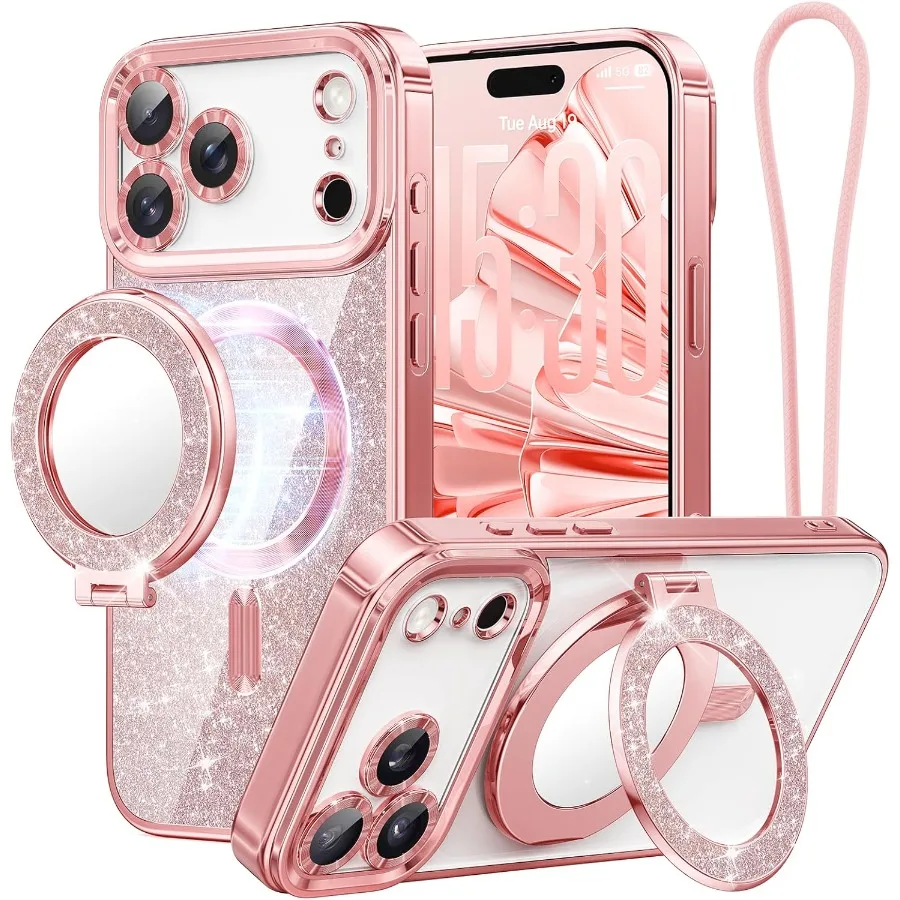 아이폰 17 프로용 디자인된 자석 케이스 탈부착 가능한 폰 링 스탠드 포함 핸즈프리 뷰잉 및 영상 통화 가능