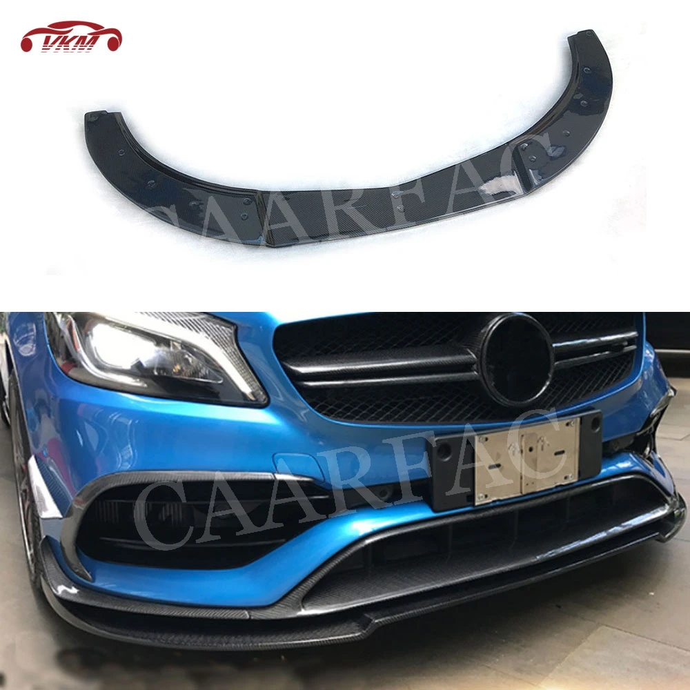 Carbon Fiber Front Lip Spoiler for Mercedes Benz A Class W176 A180 A200 A260 A45 AMG 2016-2019 FRP Head Bumper Guard Accessories