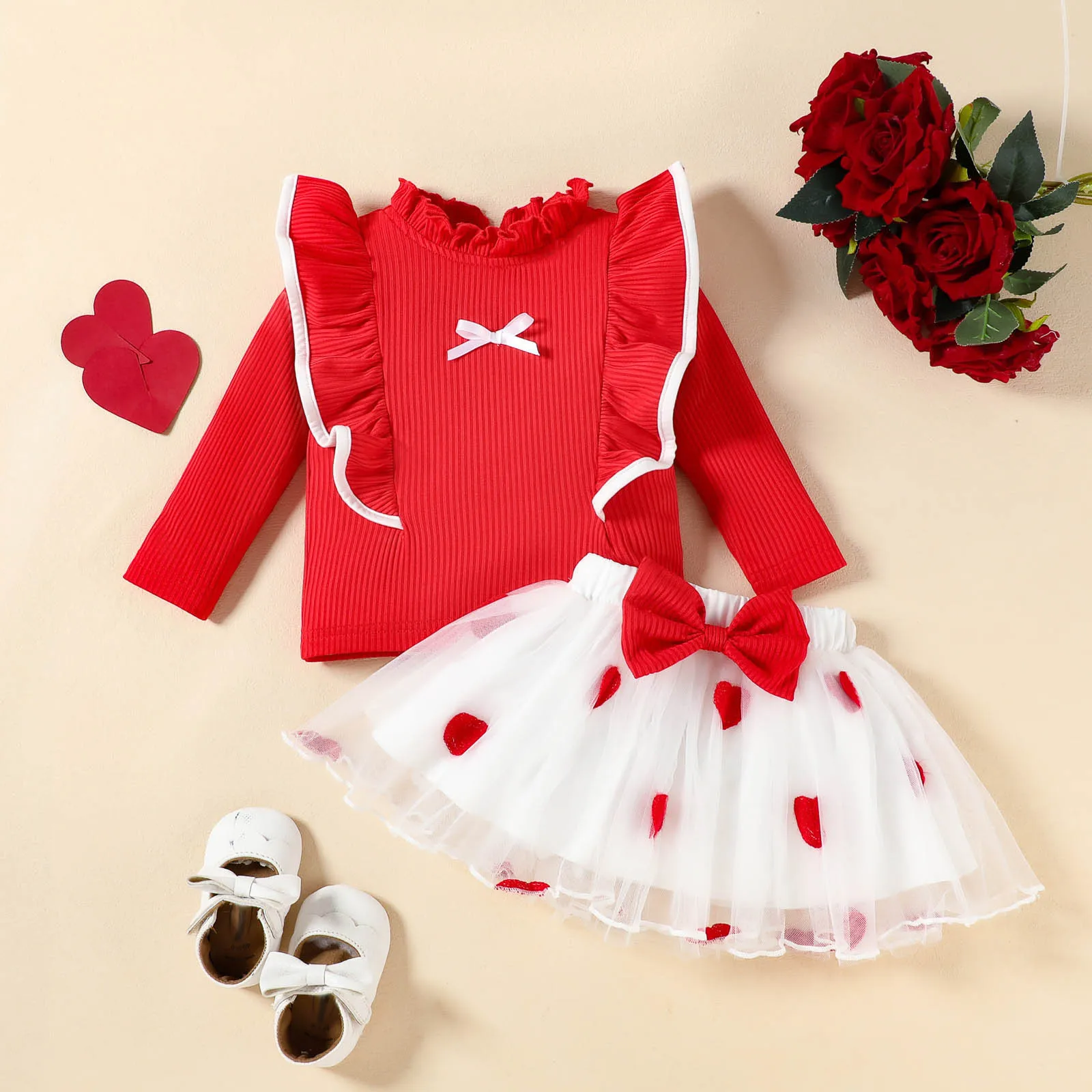 

Baby Girl Pack Girls Comfortable And Fashionable Flying Sleeve Top Sweet Short Skirt Two Piece Set Girls Summer Outfits 8