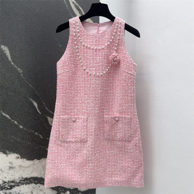 

Женские платья Новое мини-платье с 3D цветочным принтом на лето 202202 Короткие твидовые платья с блестками и бисером, банкетные вечерние платья ручной работы