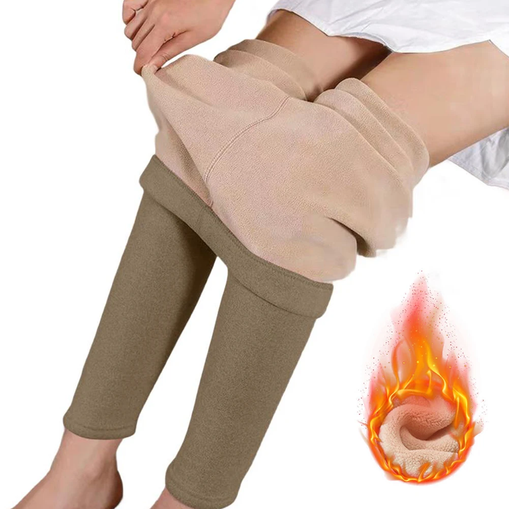 Women Fleece Leggings High Waist Thick Thermal Winter Warm Tights Elastic Straight Pants Female Underwear Trousers