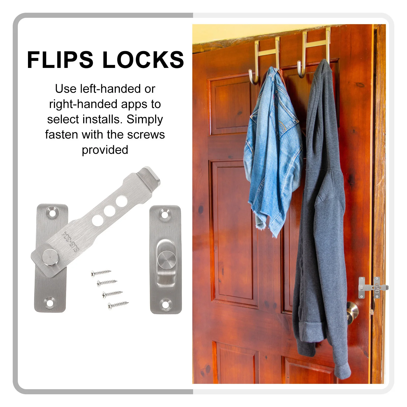 

Barn Door Lock Latch Stainless Steel Safety Bolt for Gates Sheds Bathrooms Sliding Door 360 Degree Black Hardware