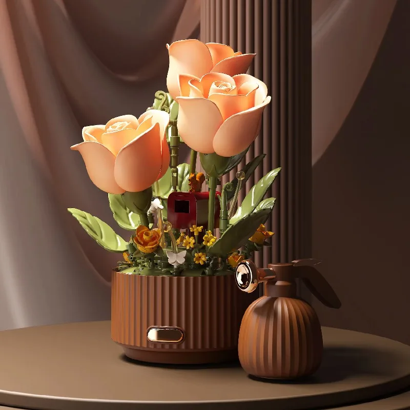 

Assembled bloom garden dynamic light eternal flower block blooming rose