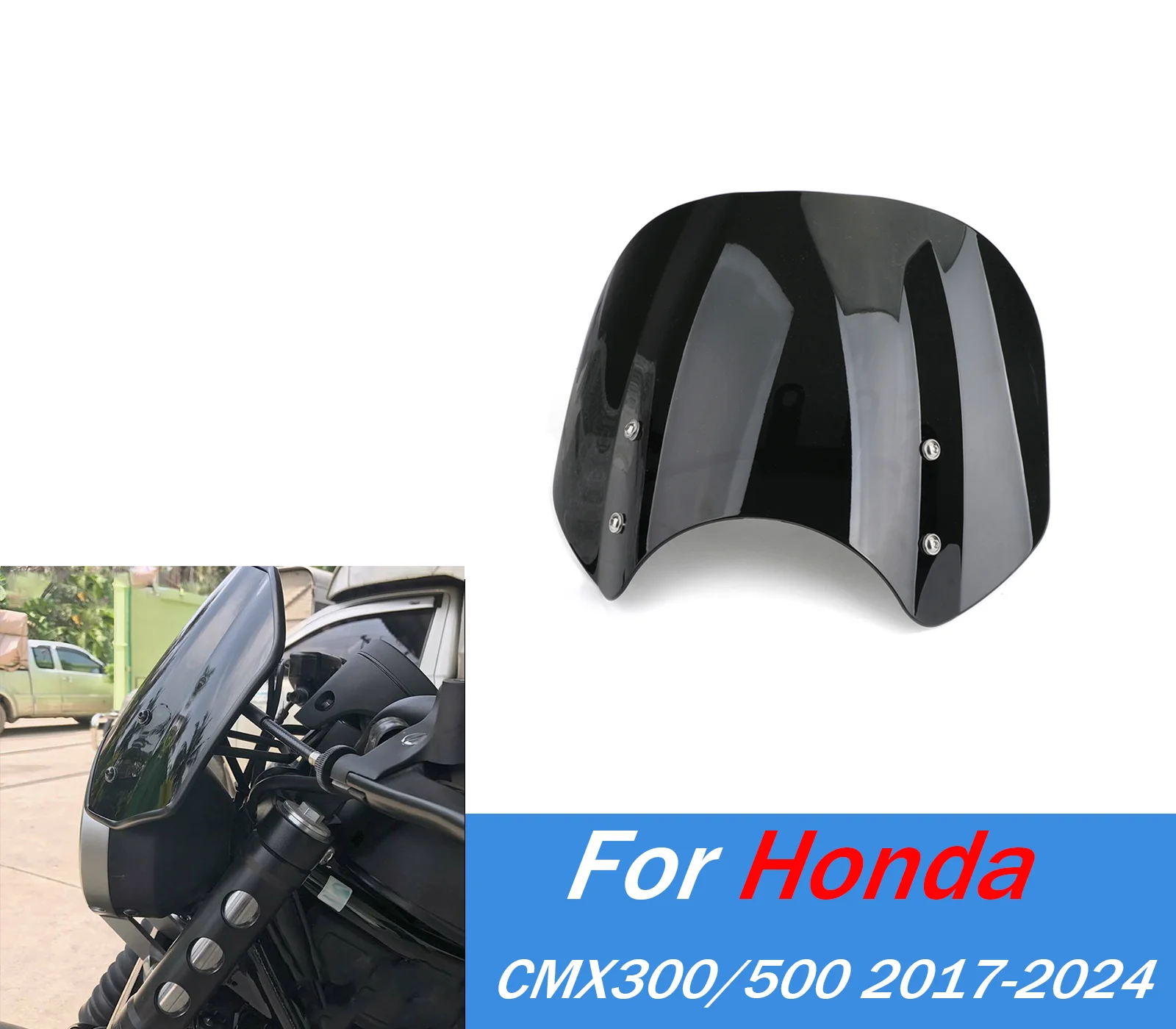 

For CMX500 Windshield Windscreen Honda Rebel CM CMX 300 500 2017-2024 Wind Shield Screen Motorcycle Air Deflectors Accessories